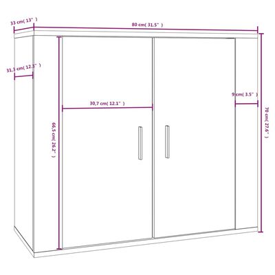 vidaXL Dulap, stejar fumuriu, 80x33x70 cm, lemn compozit