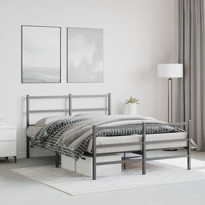 vidaXL Cadru pat metalic cu tăblie de cap/picioare , negru, 140x190 cm