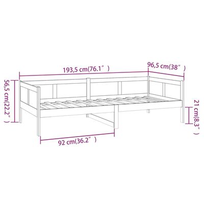 vidaXL Pat de zi, negru, 90x190 cm, lemn masiv de pin