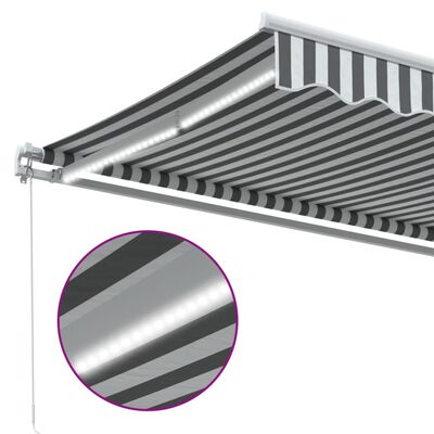 vidaXL Copertină retractabilă manual cu LED, antracit/alb, 500x300 cm