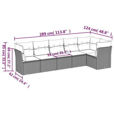 vidaXL Set canapele de grădină cu perne, 6 piese, bej, poliratan