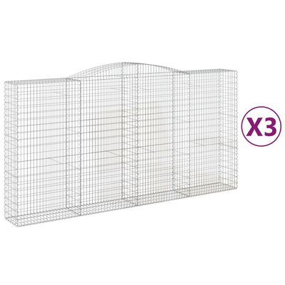 vidaXL Coșuri gabion arcuite, 3 buc 400x50x200/220 cm, fier galvanizat