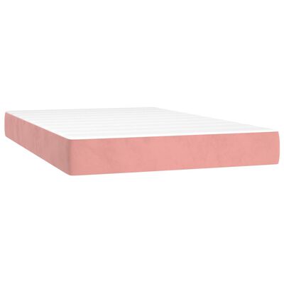 vidaXL Pat box spring cu saltea, roz, 120x200 cm, catifea