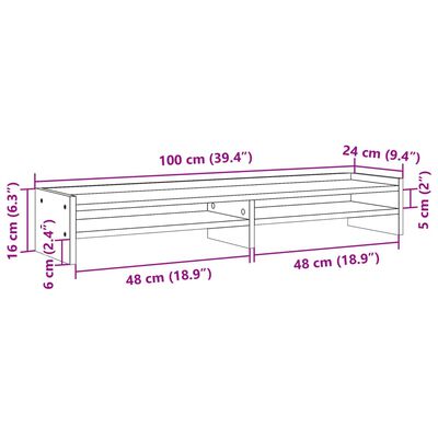 vidaXL Suport monitor, stejar maro, 100x24x16 cm, lemn prelucrat