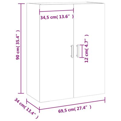 vidaXL Dulap montat pe perete, stejar maro, 69,5x34x90 cm