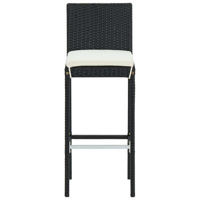 vidaXL Set mobilier bar de grădină cu perne, 7 piese, negru, poliratan