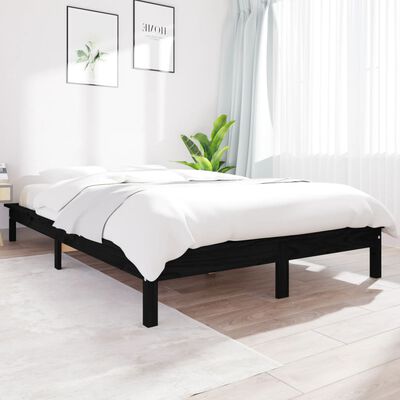 vidaXL Cadru de pat Super King, negru, 180x200 cm, lemn masiv de pin