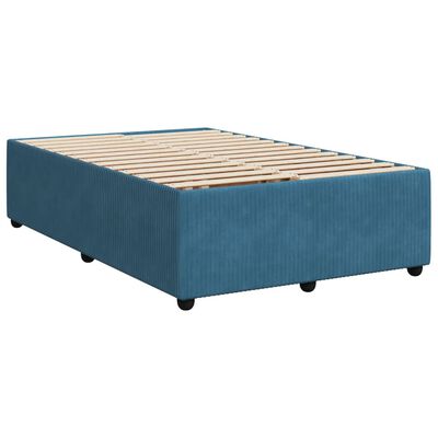 vidaXL Pat box spring cu saltea, albastru, 120x190 cm, catifea