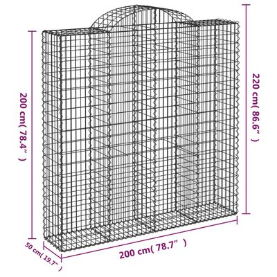 vidaXL Coșuri gabion arcuite, 15 buc 200x50x200/220cm, fier galvanizat