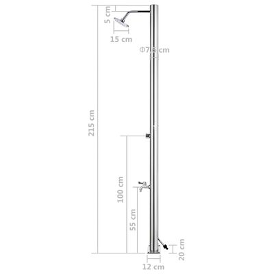 vidaXL Duș de grădină cu bază maro, 220 cm, oțel inoxidabil