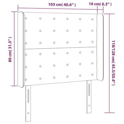 vidaXL Tăblie de pat cu LED, verde închis, 103x16x118/128 cm, catifea