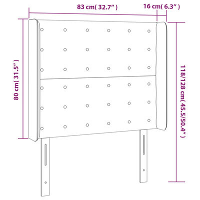 vidaXL Tăblie de pat cu LED, gri închis, 83x16x118/128 cm, catifea