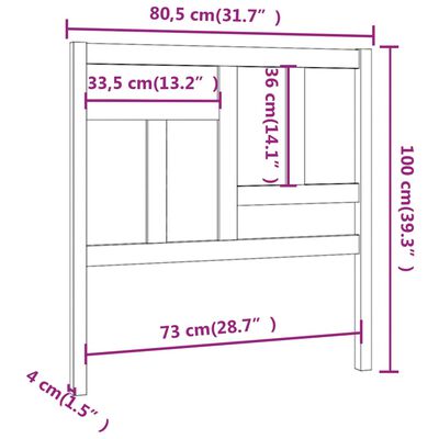 vidaXL Tăblie de pat, negru, 80,5x4x100 cm, lemn masiv de pin