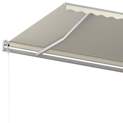 vidaXL Copertină retractabilă manual, cu stâlpi, crem, 5x3 m