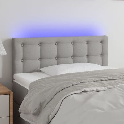 vidaXL Tăblie de pat cu LED, gri deschis, 90x5x78/88 cm, textil