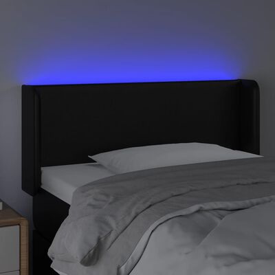 vidaXL Tăblie de pat cu LED, negru, 93x16x78/88 cm, piele ecologică