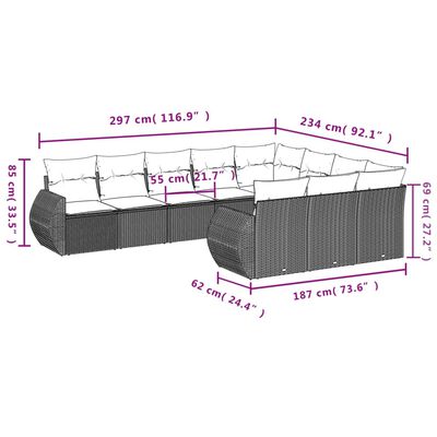 vidaXL Set canapele de grădină cu perne, 10 piese, bej, poliratan