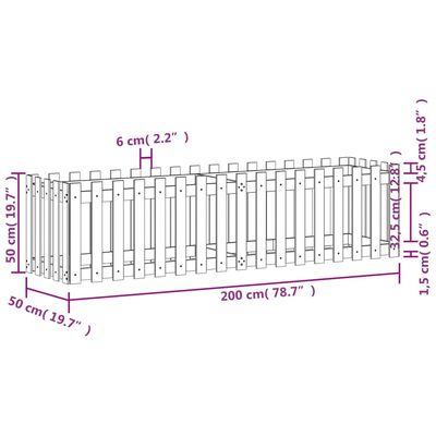 vidaXL Pat înălțat grădină design gard 200x50x50 cm lemn impregnat pin