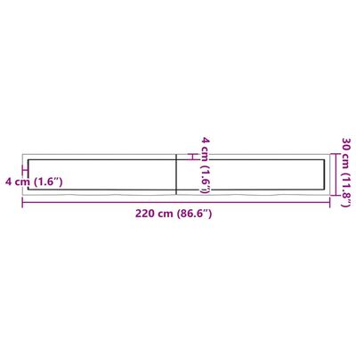 vidaXL Blat de baie, maro închis, 220x30x(2-4) cm, lemn masiv tratat