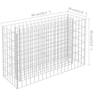 vidaXL Strat înălțat gabion, 90 x 30 x 60 cm, oțel galvanizat