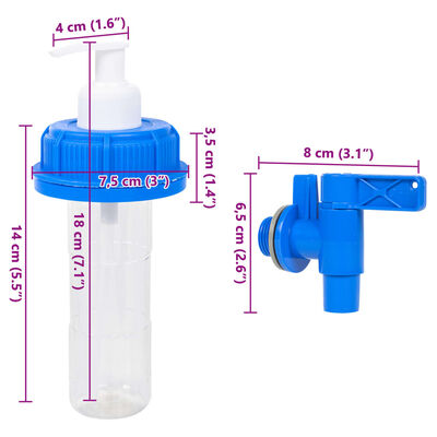 vidaXL Recipient de apă cu robinet și dozator de săpun, 15 L, plastic