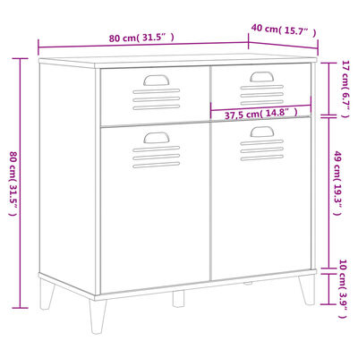 vidaXL Dulap „VIKEN”, alb, 80x40x80 cm, lemn prelucrat