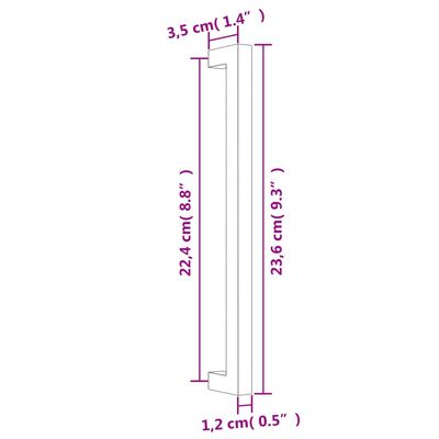 vidaXL Mânere de dulap, 5 buc., negru, 224 mm, oțel inoxidabil