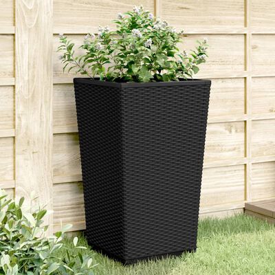 vidaXL Jardiniere de grădină, 2 buc., negru, 32,5x32,5x57 cm, PP