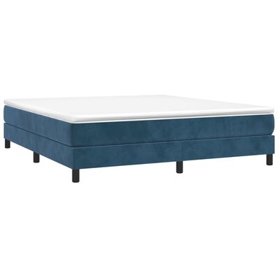 vidaXL Pat box spring cu saltea, albastru închis, 160x200 cm, catifea