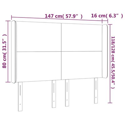 vidaXL Tăblie de pat cu aripioare, negru, 147x16x118/128 cm, piele eco