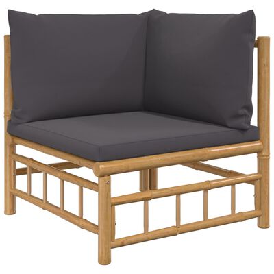 vidaXL Set mobilier de grădină cu perne gri închis, 8 piese, bambus