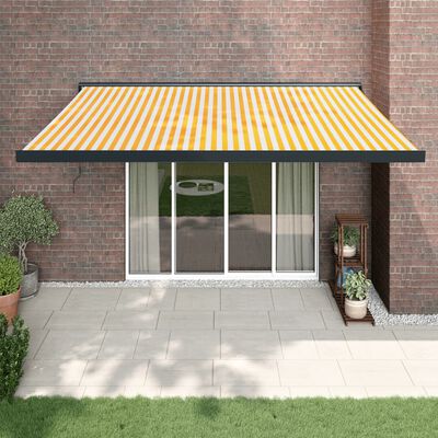 vidaXL Copertină retractabilă, galben/alb, 4x3 m, textil/aluminiu