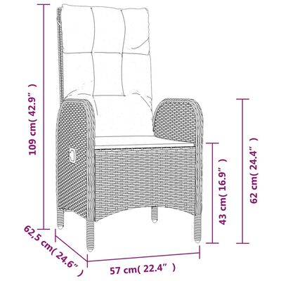 vidaXL Scaune de exterior, 2 buc., negru, poliratan