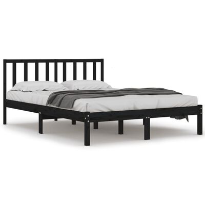 vidaXL Cadru de pat Super King, negru, 180x200 cm, lemn masiv de pin