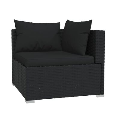 vidaXL Set mobilier de grădină cu perne, 6 piese, negru, poliratan