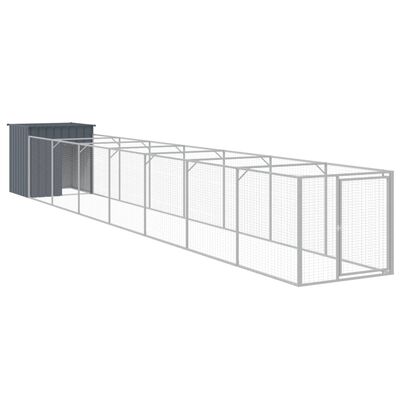 vidaXL Cușcă câine cu țarc antracit 110x813x110 cm oțel galvanizat