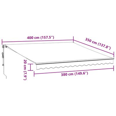 vidaXL Copertină retractabilă automat LED-uri antracit/alb 400x350 cm