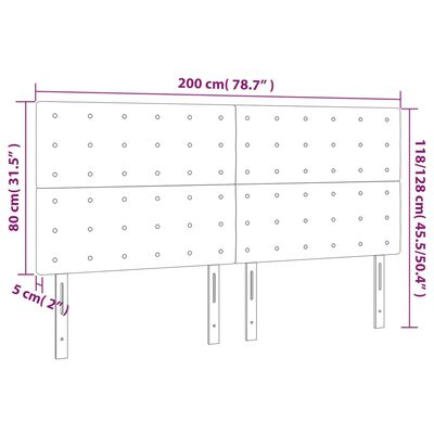 vidaXL Tăblii de pat, 4 buc, maro închis, 100x5x78/88 cm, textil