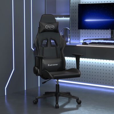 vidaXL Scaun de gaming de masaj, negru, piele ecologică