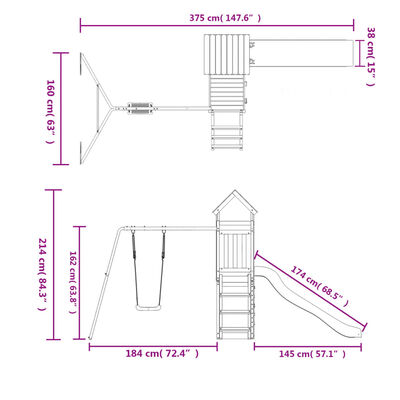 vidaXL Set de joacă pentru exterior, lemn de pin impregnat