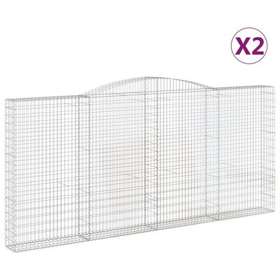 vidaXL Coșuri gabion arcuite 2 buc, 400x30x180/200 cm, fier galvanizat