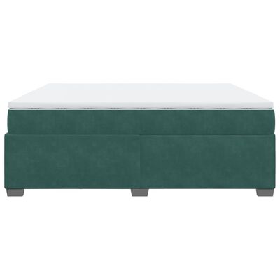 vidaXL Pat box spring cu saltea, verde închis, 200x200 cm, catifea