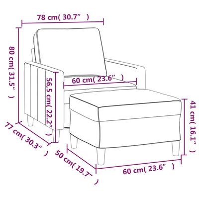 vidaXL Fotoliu canapea cu taburet, roz, 60 cm, catifea