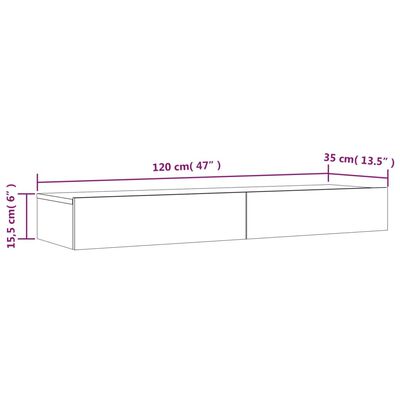 vidaXL Comodă TV cu lumini LED, alb/stejar sonoma, 120x35x15,5 cm