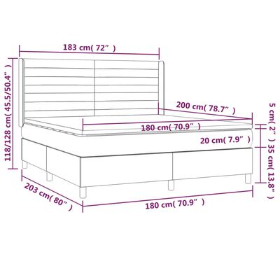 vidaXL Pat box spring cu saltea, albastru, 180x200 cm, material textil