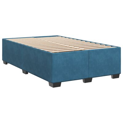 vidaXL Pat box spring cu saltea, albastru, 120x190 cm, catifea