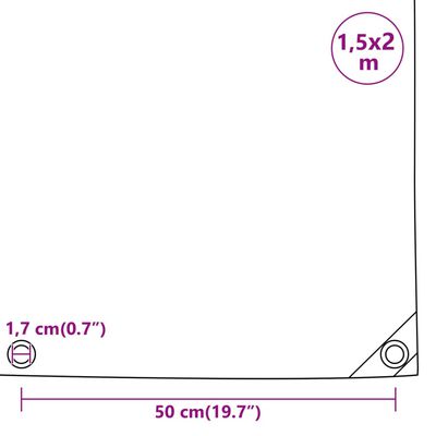 vidaXL Prelată, verde, 1,5x2 m, 650 g/m²