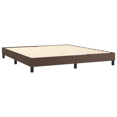 vidaXL Pat box spring cu saltea, maro, 180x200 cm, piele ecologică