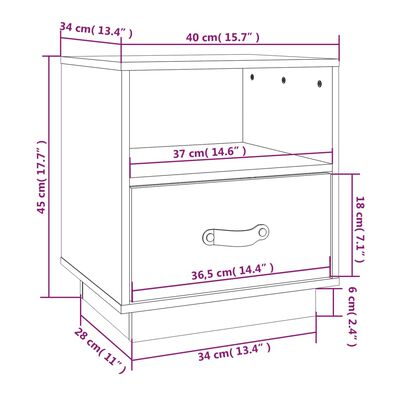 vidaXL Noptiere, 2 buc., negru, 40x34x45 cm, lemn masiv de pin