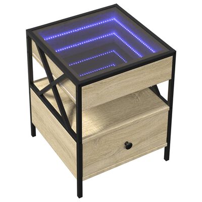 vidaXL Măsuță de cafea cu LED infinity, stejar sonoma, 40x40x51 cm